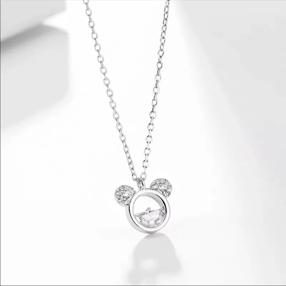 CRYSTAL MICKEY Necklace 925 Silver with GIFT Box - Picture 2 of 7